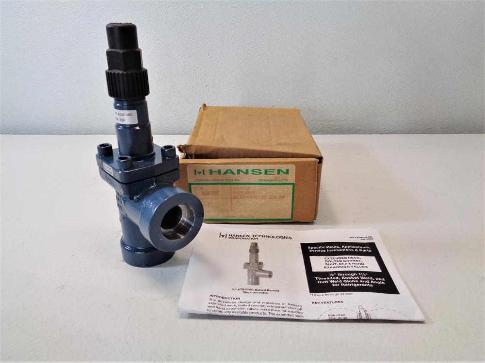 Hansen 1" Socketweld Shut-Off Angle Valve, Bolted Bonnet, Seal Cap ASB100C